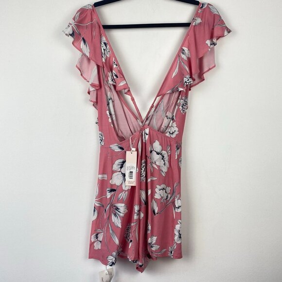 NWT YUMI KIM Romper Call Back Romper in Rose Duet Pink Floral Ruffle Medium M - Picture 5 of 10